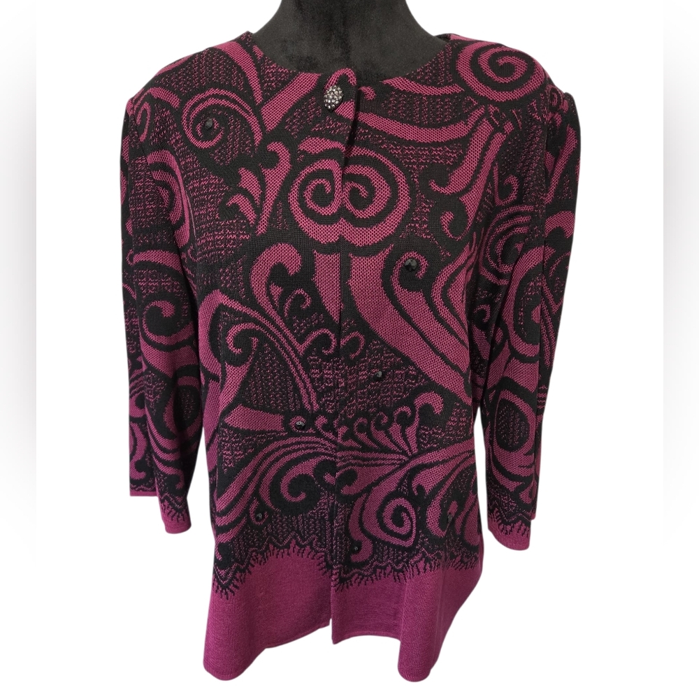 Ming Wang Acrylic Knit Embellished Cardigan Blazer Jacket XL